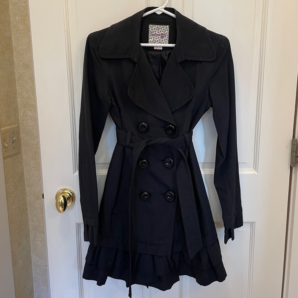 Kensie Girl, Black coat with ruffle